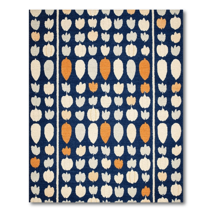 Navy Blue Tulip Striped Area Rug