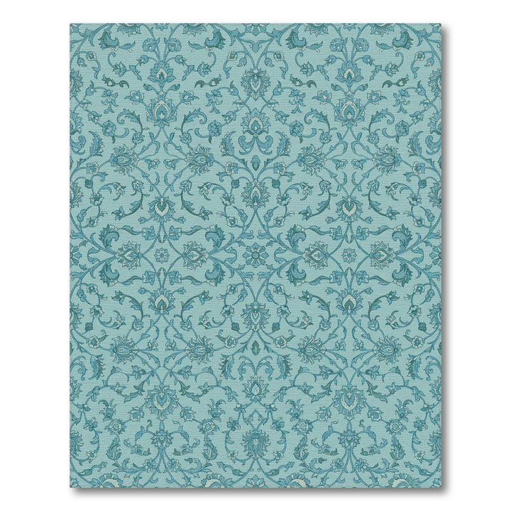 Aqua Blue Floral Lace Vine Rug