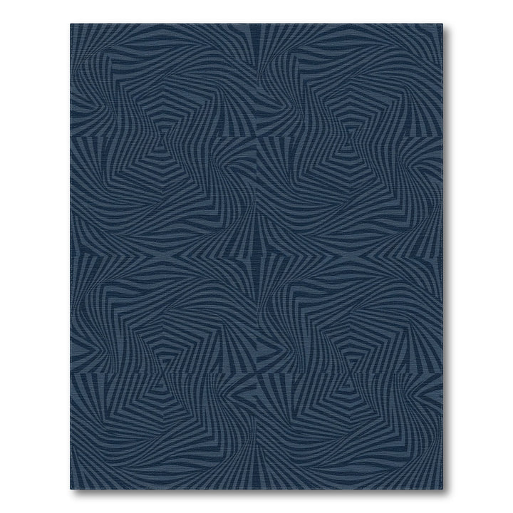 Deep Navy Op Art Swirl Rug