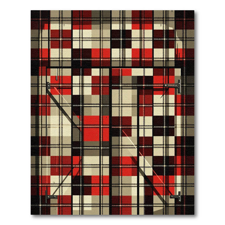 Crimson Cream Plaid Intersecting Lines Rug