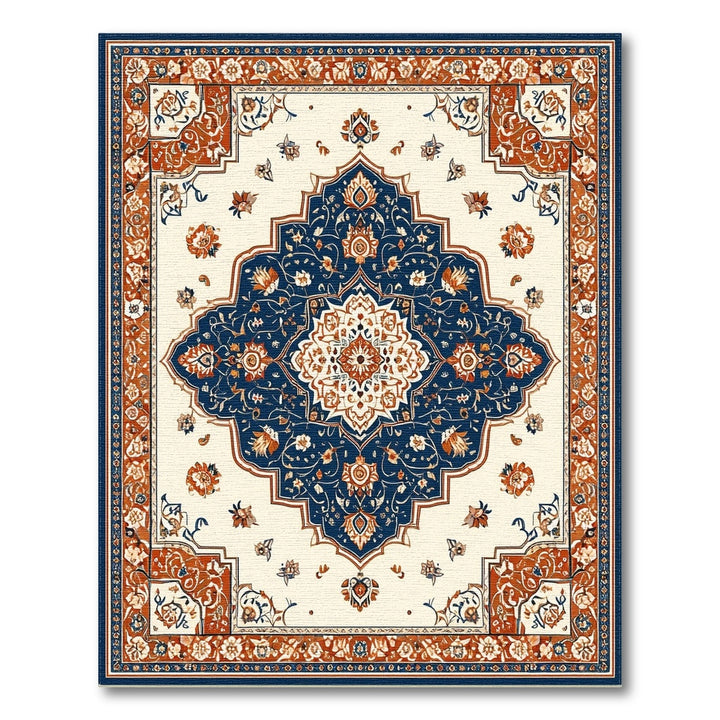 Navy Blue Persian Medallion Area Rug
