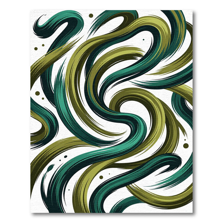 Abstract Swirl Brushstroke Green Rug