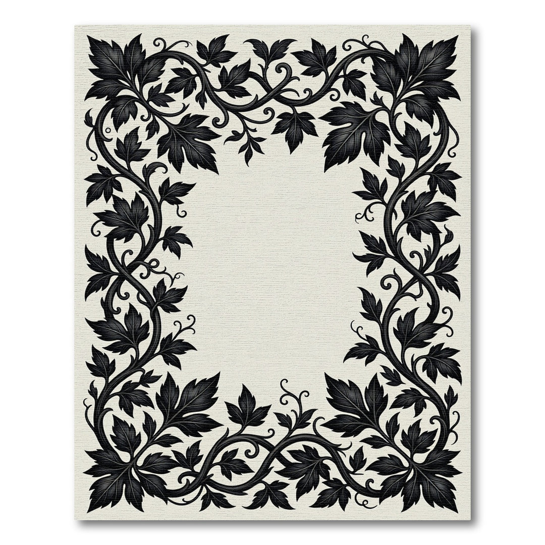 Black Leafy Vine Accents Rug