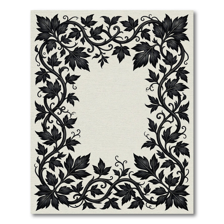 Black Leafy Vine Accents Rug