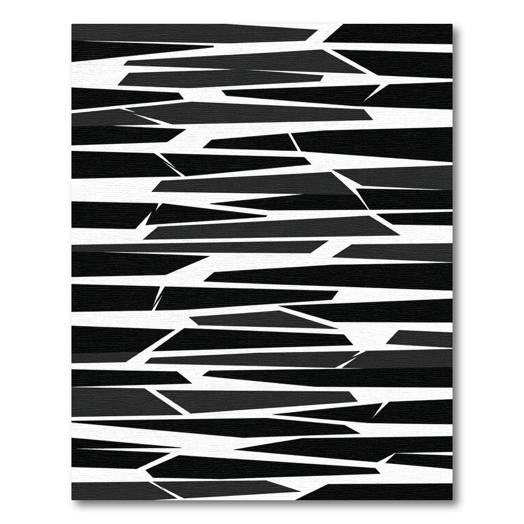 Monochrome Asymmetrical Fragmented Stripes Rug