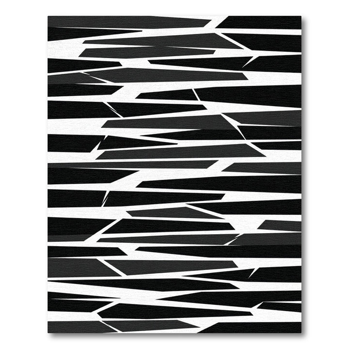 Monochrome Asymmetrical Fragmented Stripes Rug