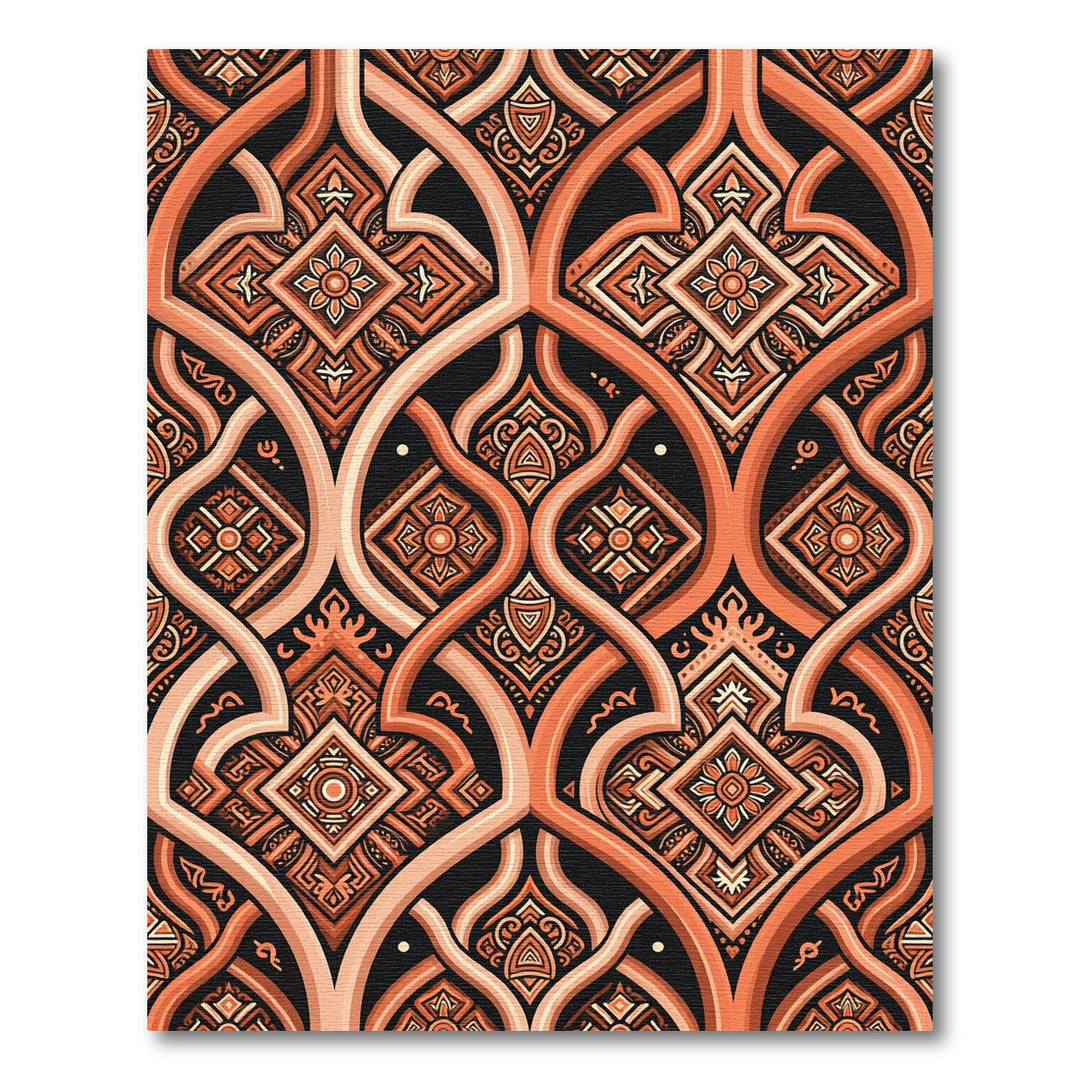 Terracotta Arabesque Geometric Medallion Rug