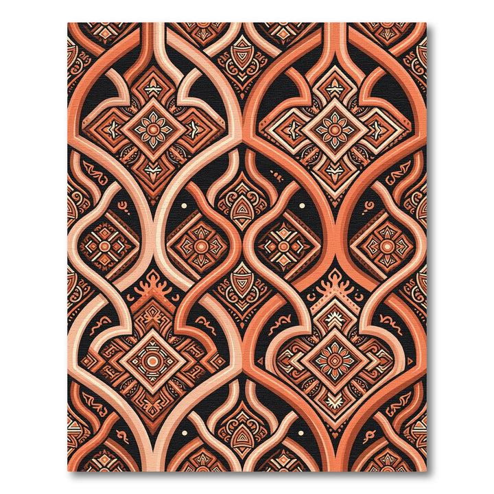 Terracotta Arabesque Geometric Medallion Rug