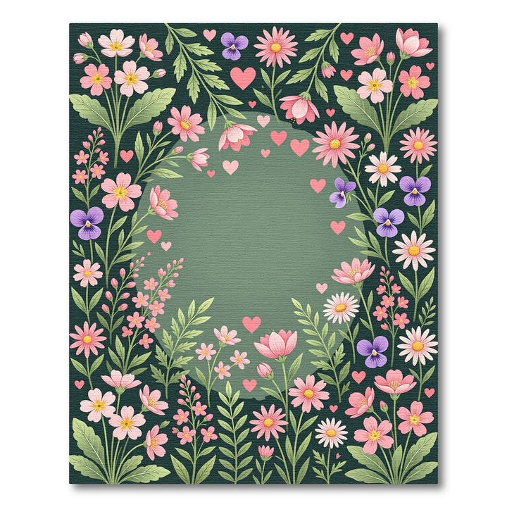 Sweet Pink Floral Heart Garland Rug