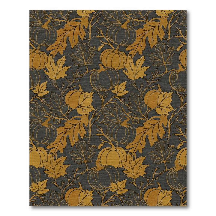 Golden Pumpkin Leaf Autumn Overlay Rug