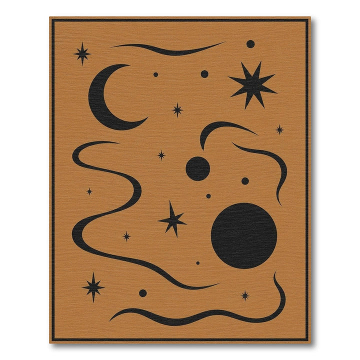 Celestial Moon and Stars Brown Area Rug