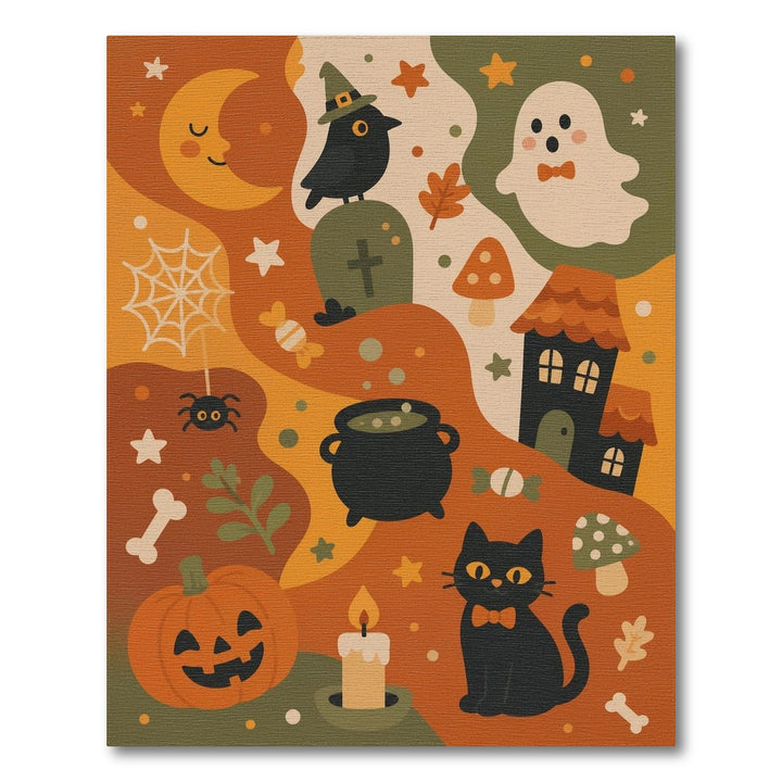 Multi-color and Patterns Halloween Black Cat Kids Cartoon Area Rug