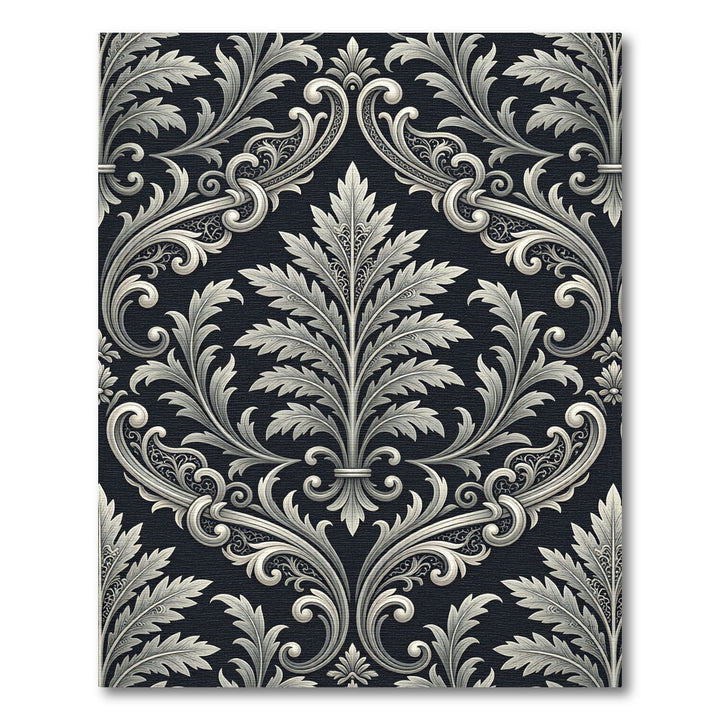 Elegant Gray Acanthus Leaf Ornament Rug