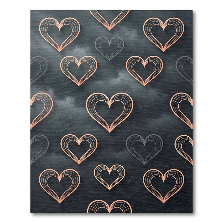 Rose Gold Line Hearts Dark Cloud Rug