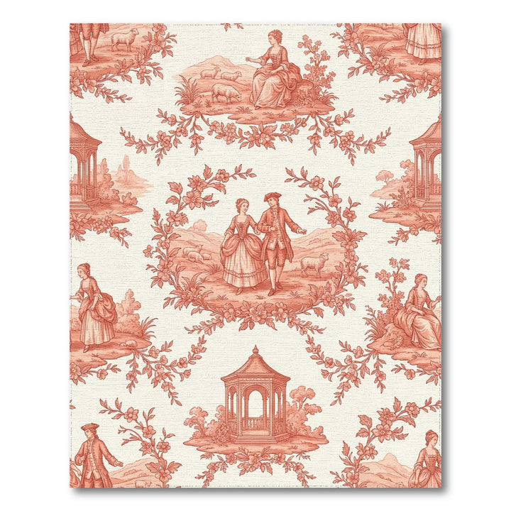 Coral Pastoral Scene Romance Rug