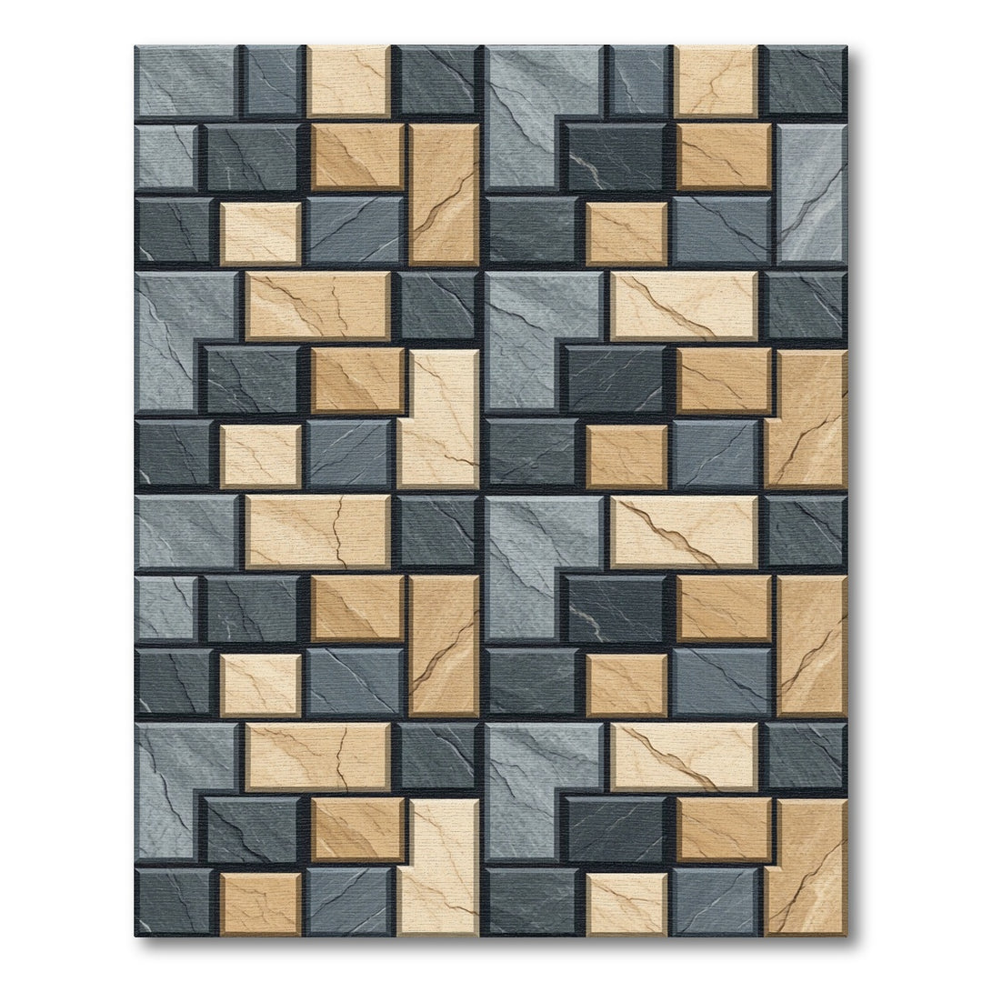 Gray Sandstone Geometric Brickwork Rug