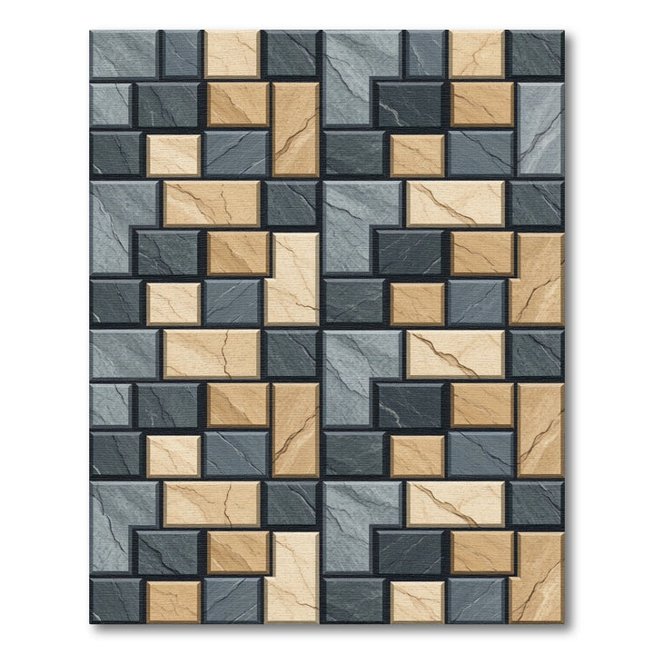 Gray Sandstone Geometric Brickwork Rug