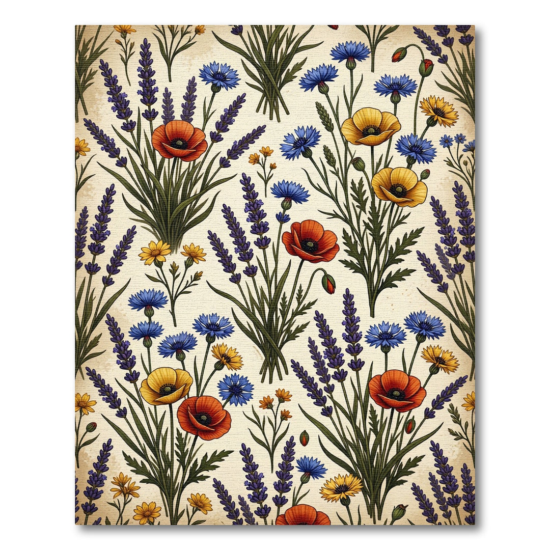 Floral Poppy Cornflower Lavender Meadow Rug