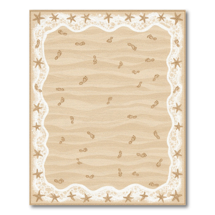 Beige Coastal Starfish Footprint Area Rug