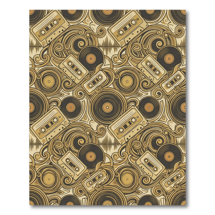 Golden Cassette Tape Vinyl Waves Rug
