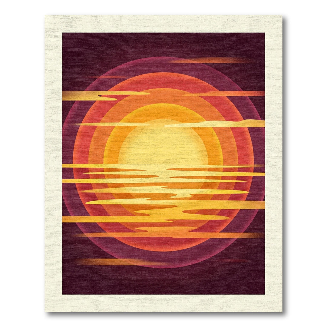 Crimson Orange Sun Sunset Layers Rug