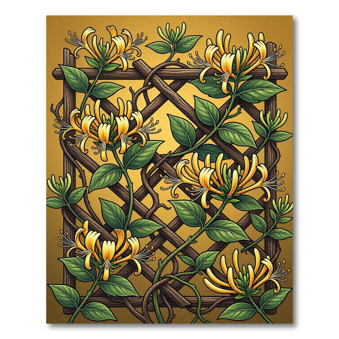 Golden Honeysuckle Vine Lattice Rug