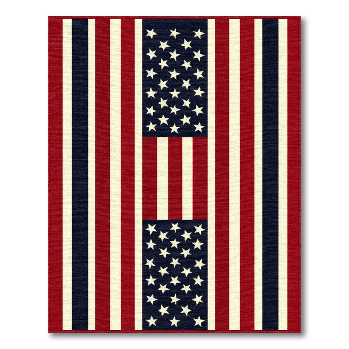 Patriotic Multi-color and Patterns Patriotic Stars and Stripes Area Rug