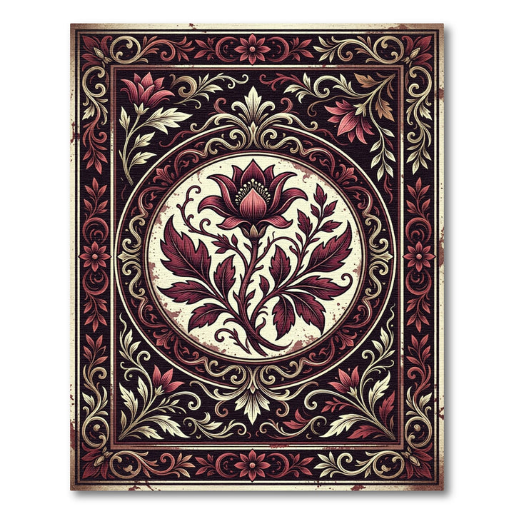 Ornate Floral Vine Symmetry Rug