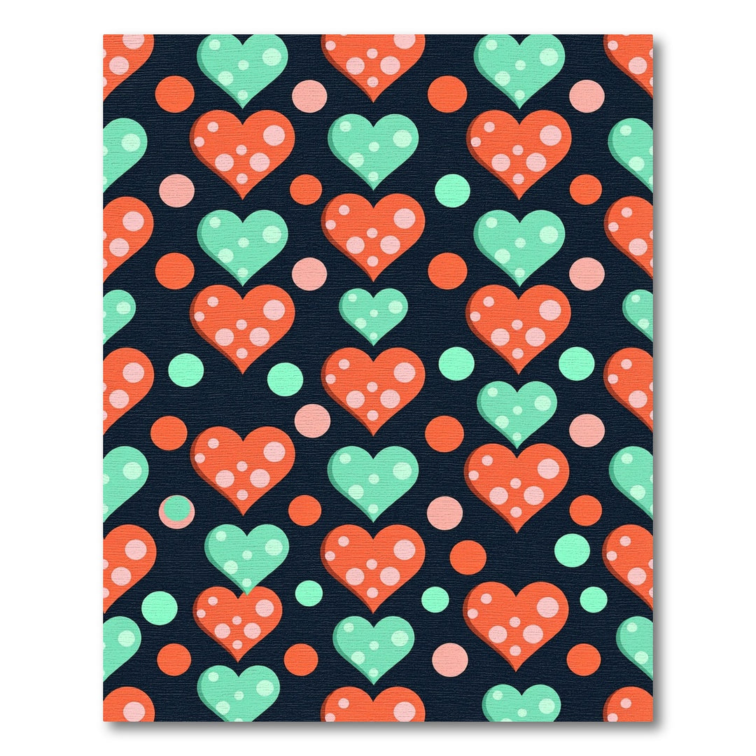 Cute Orange Mint Hearts Dots Rug