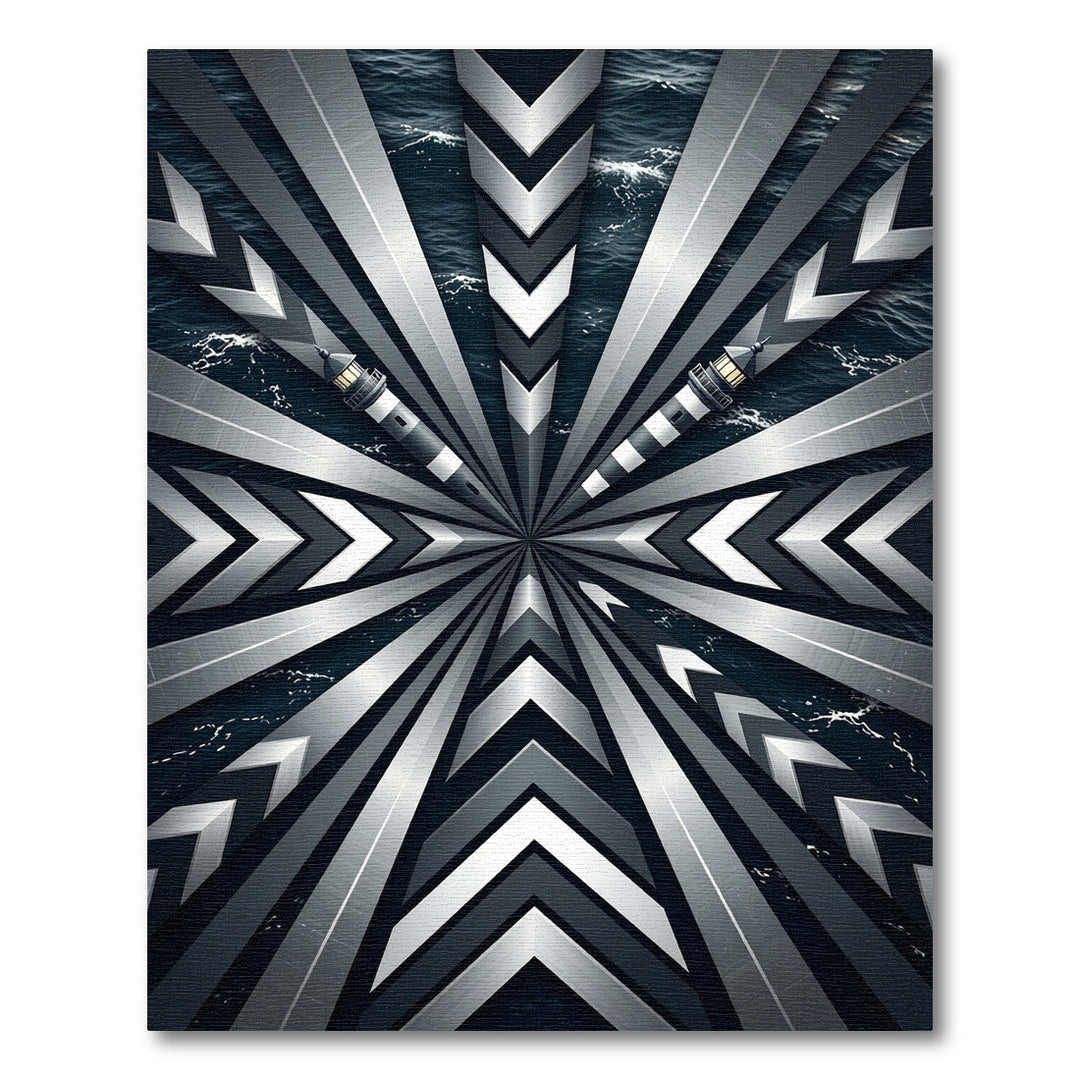 Modern Geometric Lighthouse Ocean Rug
