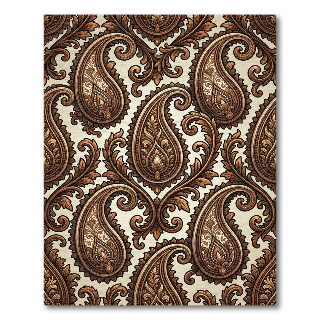 Rich Bronze Paisley Scrollwork Rug
