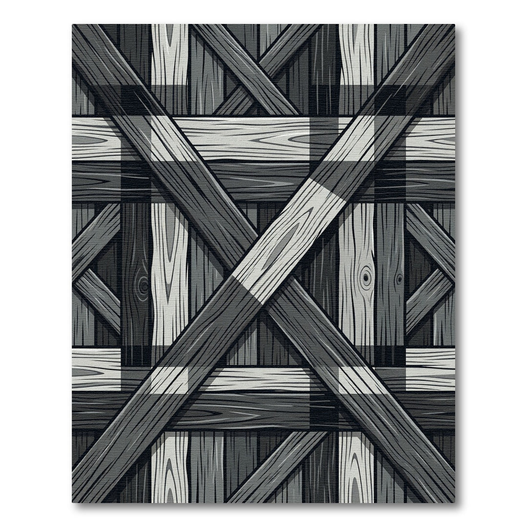 Gray Wood Plaid Crossed Lumber Rug