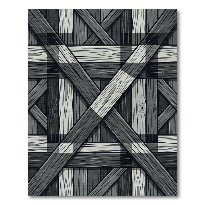 Gray Wood Plaid Crossed Lumber Rug