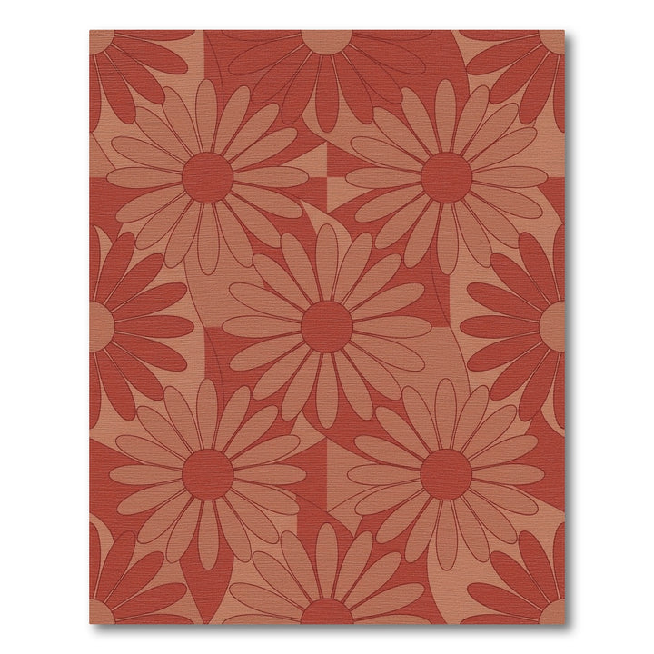 Terracotta Daisy Flower Meadow Rug