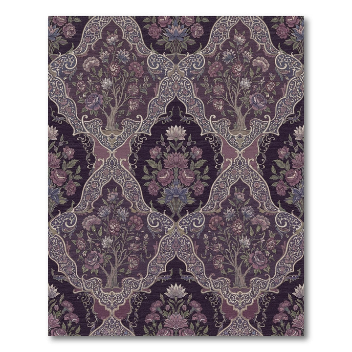 Deep Purple Floral Lattice Garden Rug