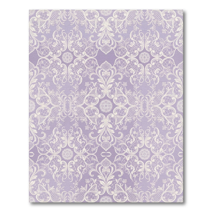 Lavender White Delicate Rococo Swirl Rug