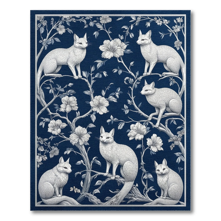Navy Fox Floral Area Rug