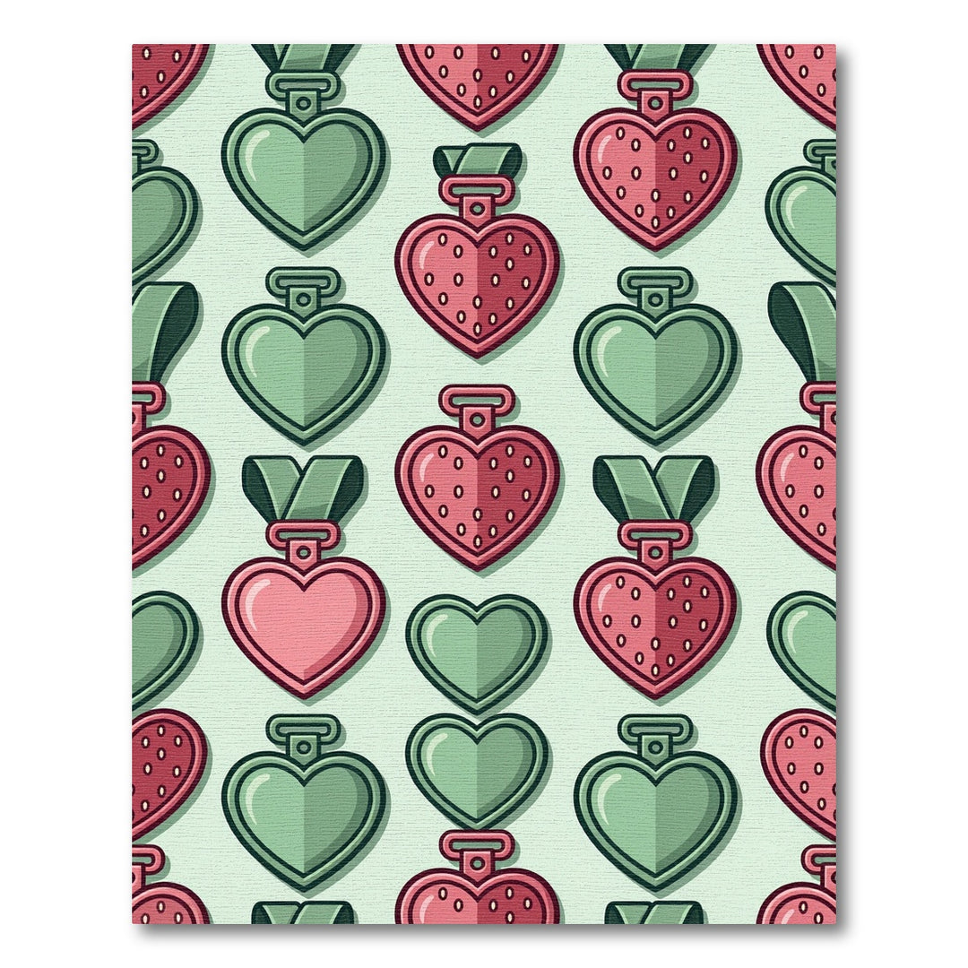 Heart Medals Green Pink Seamless Artwork Rug