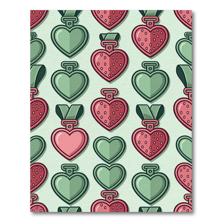 Heart Medals Green Pink Seamless Artwork Rug