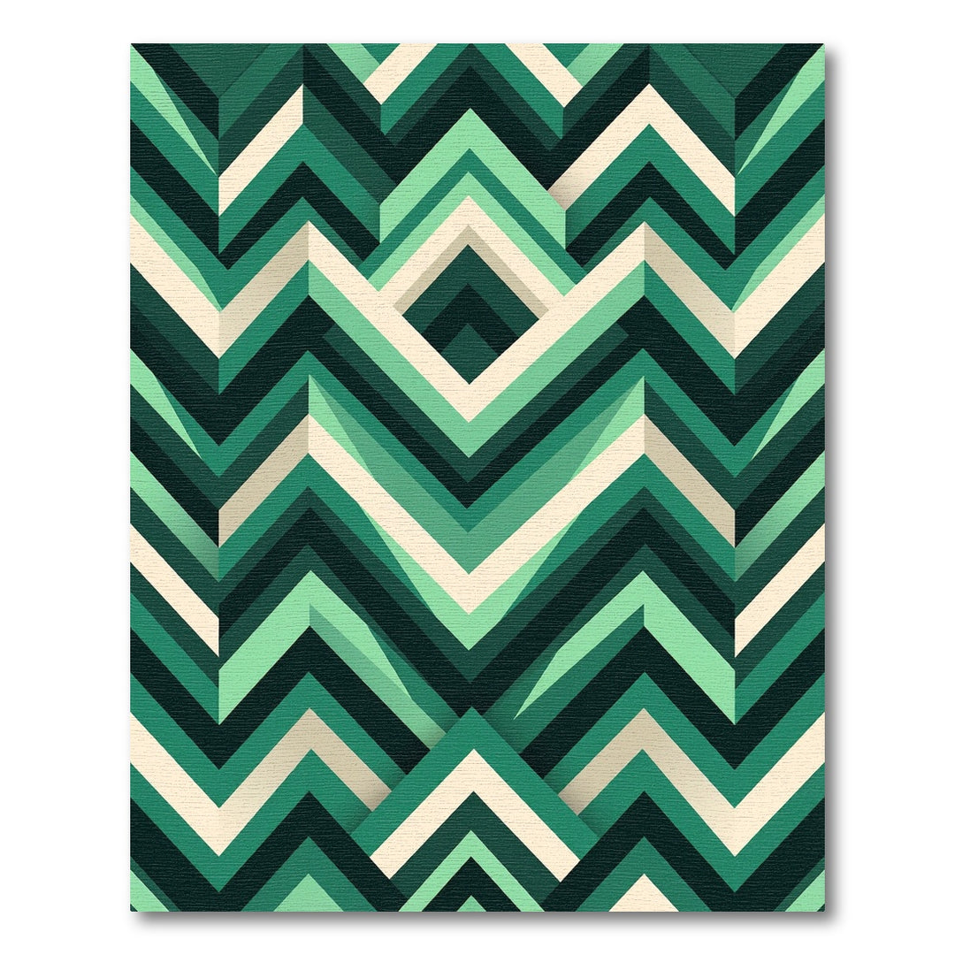 Emerald Green Chevron Illusion Rug