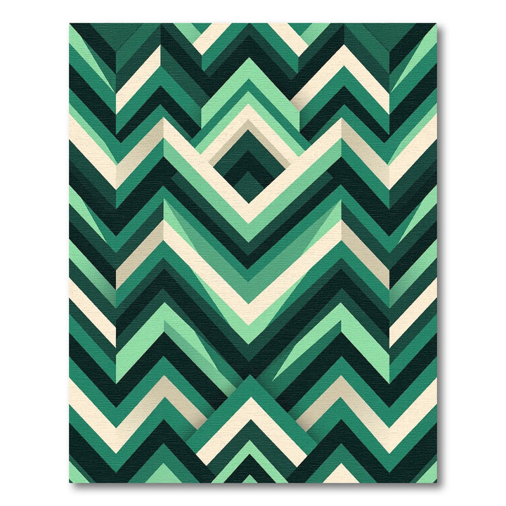 Emerald Green Chevron Illusion Rug
