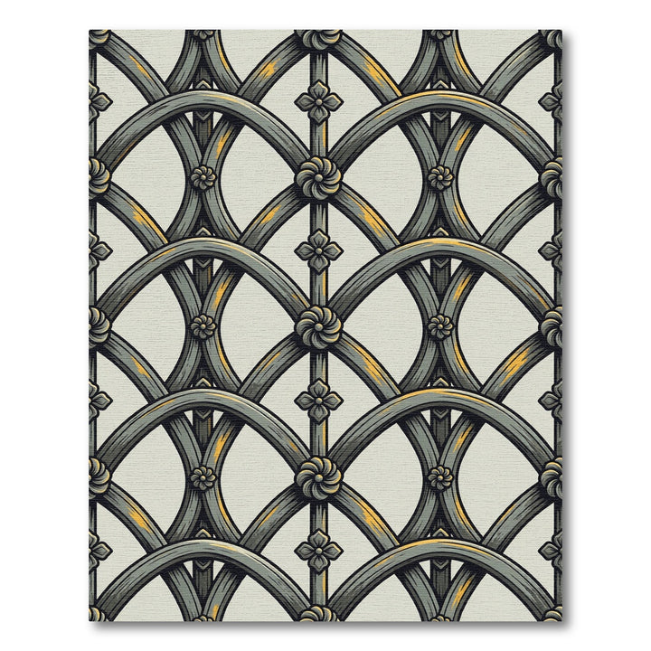 Ornate Gray Arch Floral Medallion Rug