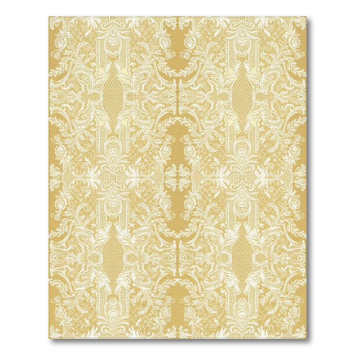 Ornate Golden Lace Floral Medallion Rug