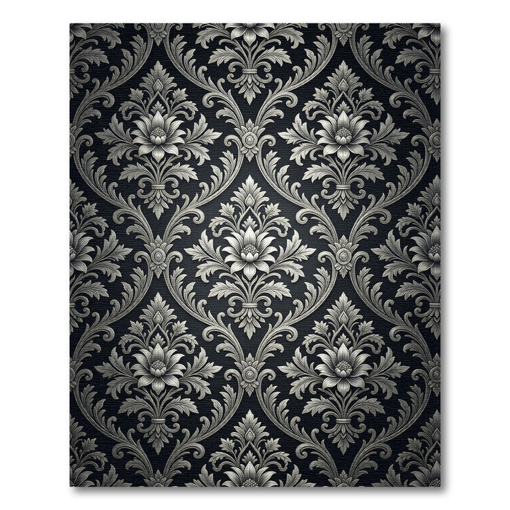 Elegant Silver Floral Damask Rug