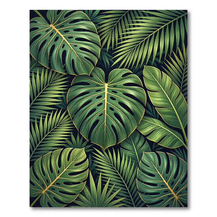 Exotic Green Monstera Palm Leaves Rug