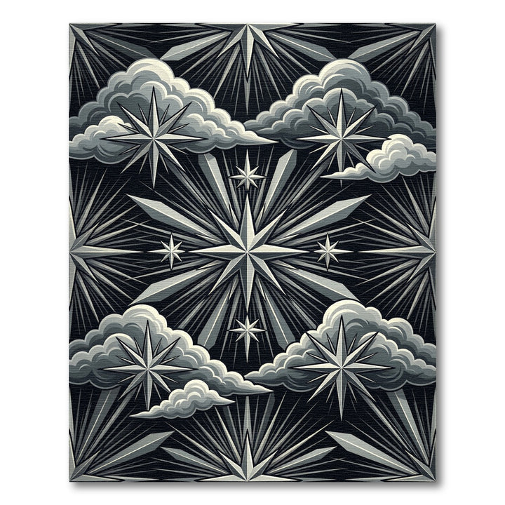 Art Deco Celestial Star Clouds Rug