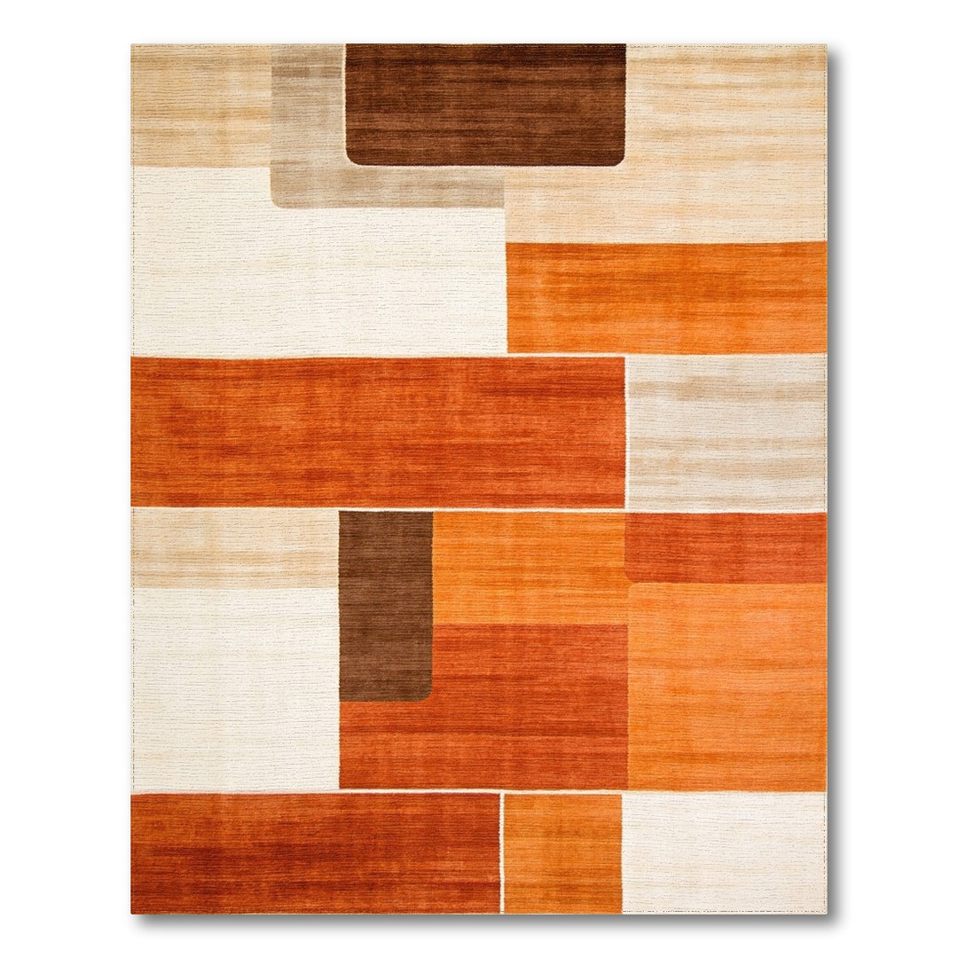 Geometric Brown Tan Area Rug