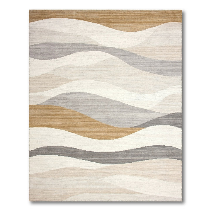 Wave Abstract Wave Beige Neutral Area Rug