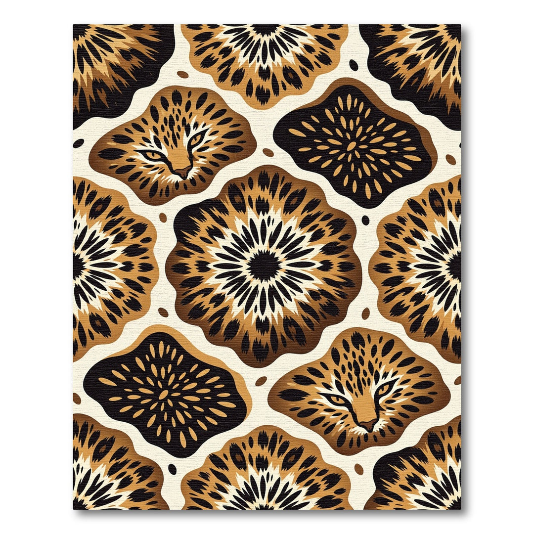 Wild Leopard Floral Sunburst Rug