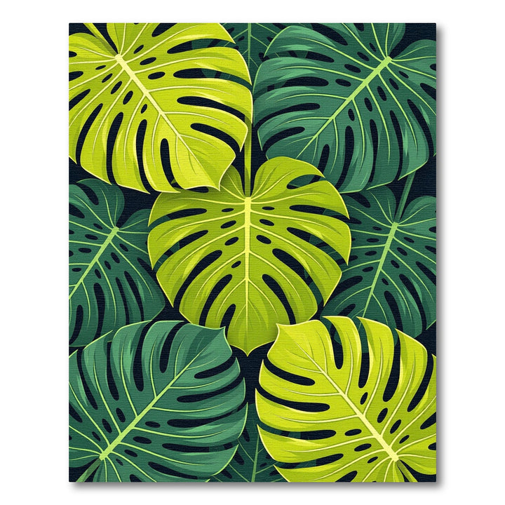 Lush Green Tropical Monstera Leaves Rug